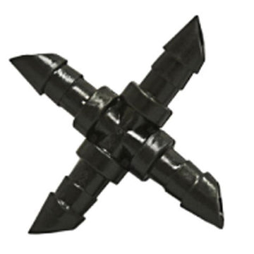 Barbed Cross Connector 1/4in