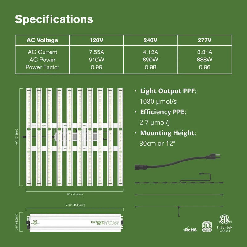FloraFlex 900W Full Spectrum LED Grow Light - Default Title