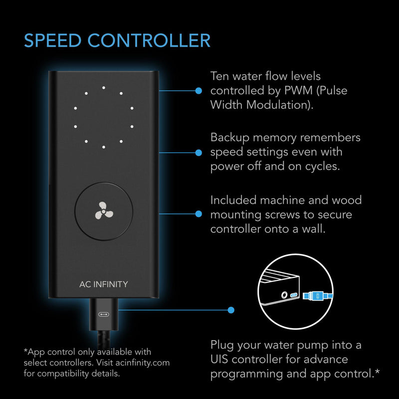 AC Infinity UIS Amphibious Pump -10 Speed - 528 GPH - 24 Watt
