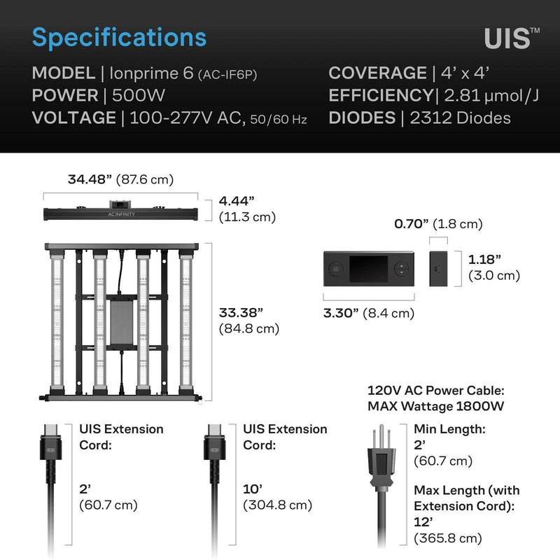 IONPRIME 6 - Adjustable-Angle Full Spectrum LED - 500W