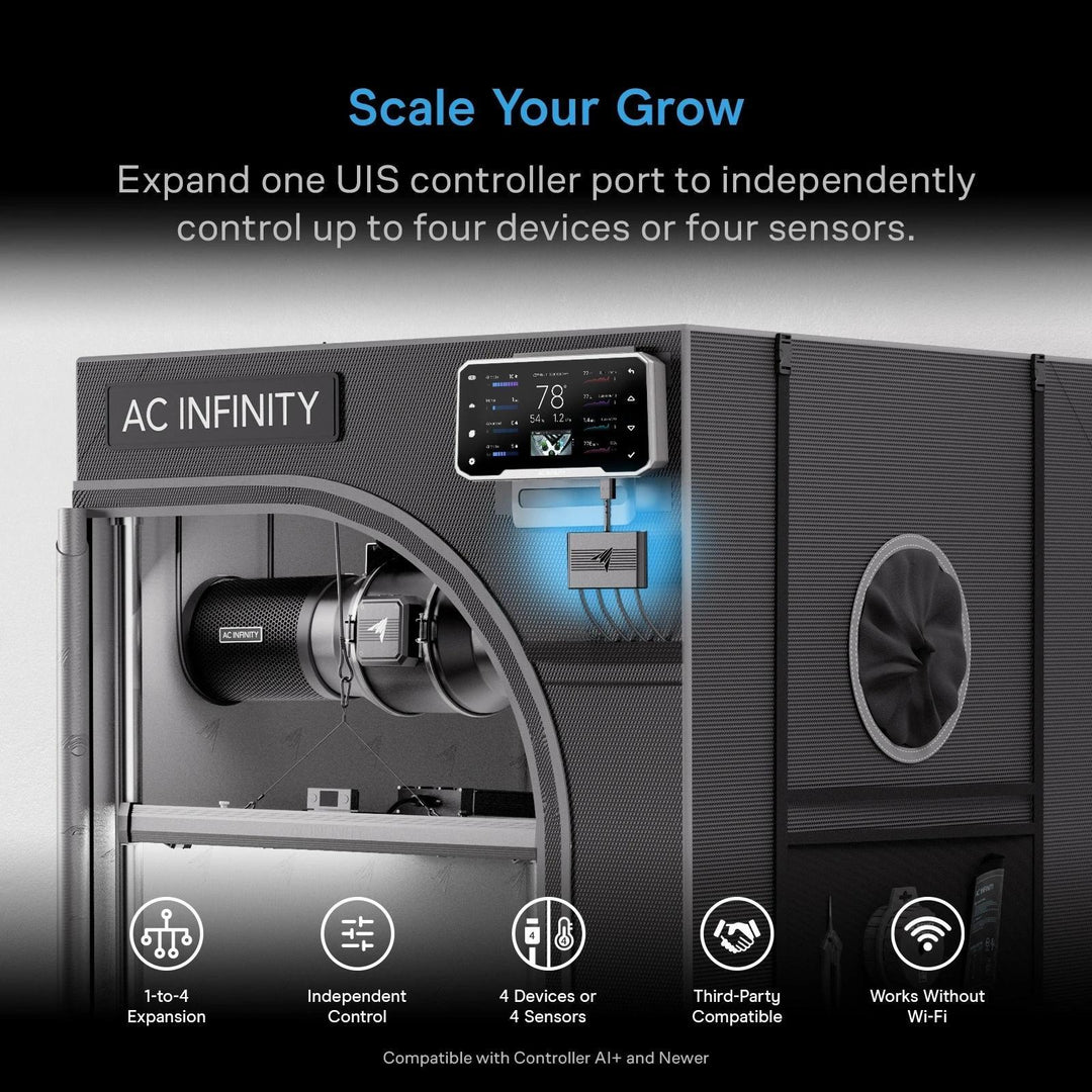AC Infinity UIS Expansion Hub 4-Port, Independent Device and Sensor Control