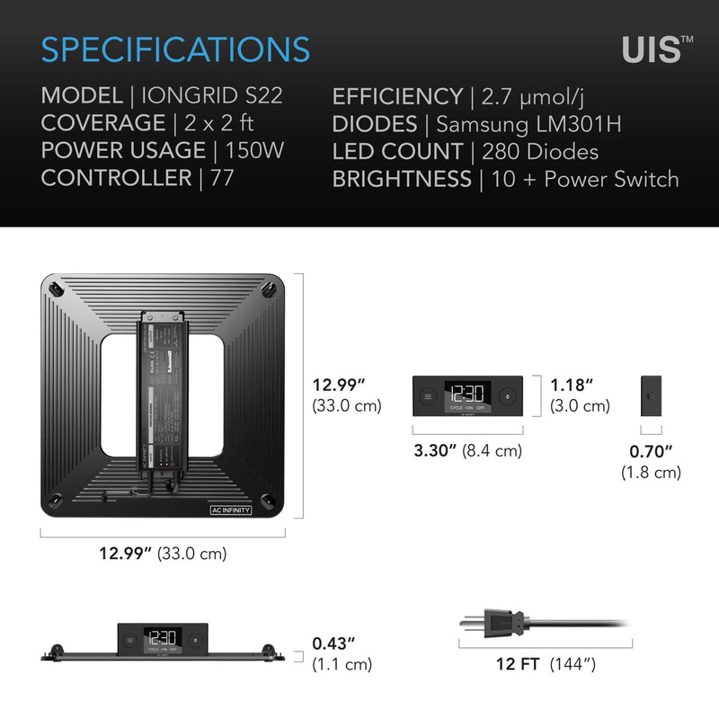 AC Infinity IONGRID LED Grow Light - S22