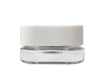 Square Concentrates Glass Jars - White Lid