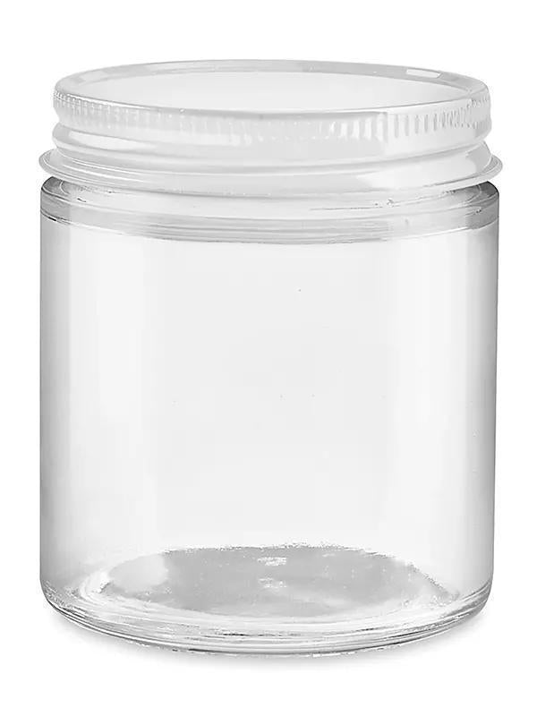 Clear Straight-Sided Glass Jars - 1 oz - White Metal Cap