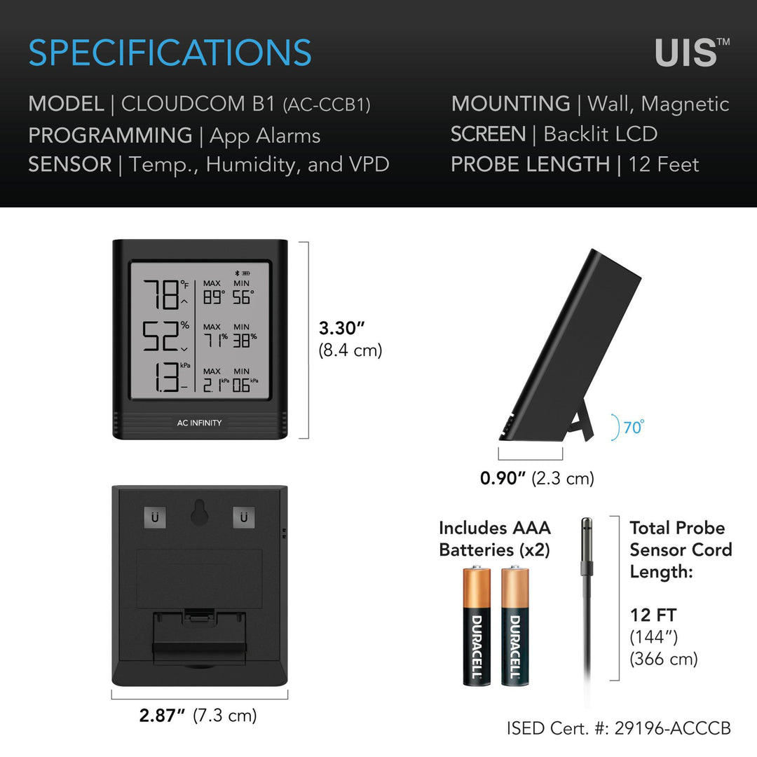 AC Infinity CLOUDCOM - Smart Thermo-Hygrometers