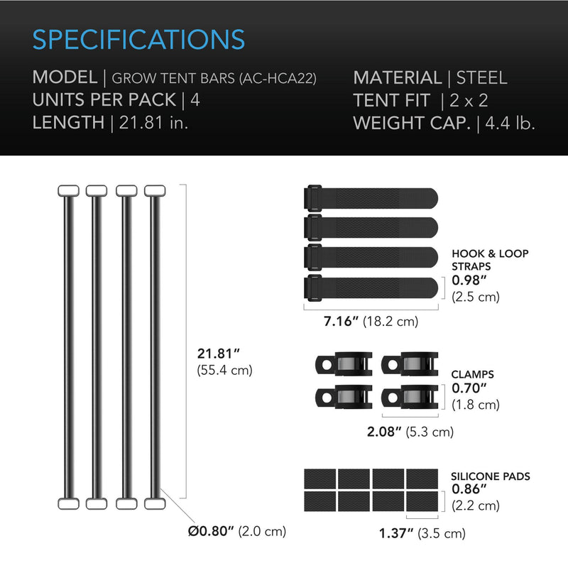 AC Infinity MOUNTING BARS - HIGH AIRFLOW CFM KIT - 2X2'