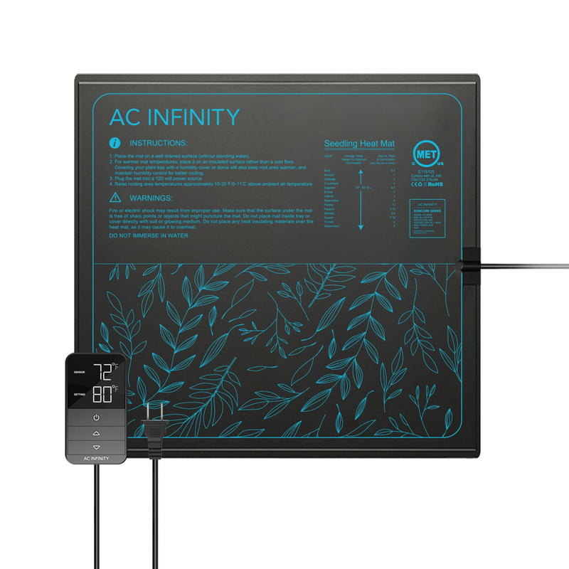 AC Infinity SEEDLING HEAT MATS W/ HEAT CONTROLLER - SUNCORE H5 - 20" X 20.75"