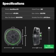 Vivosun - AeroWave D4, 4” Clip Fan with Detachable Hook