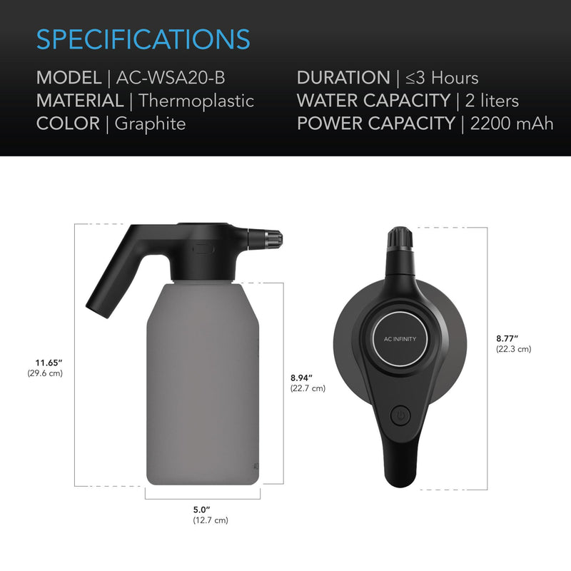 AC Infinity AUTOMATIC WATER SPRAYER, 2-LITER ELECTRIC MISTER - FROST