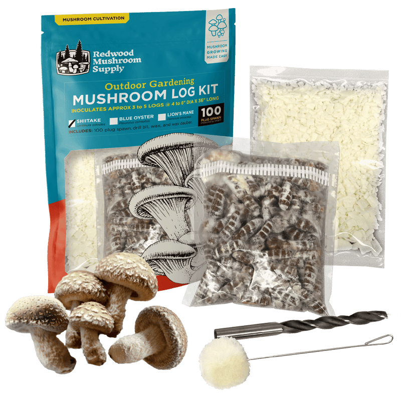 Redwood Mushroom Supply - Mushroom Outdoor Log Starter Kit - Shiitake
