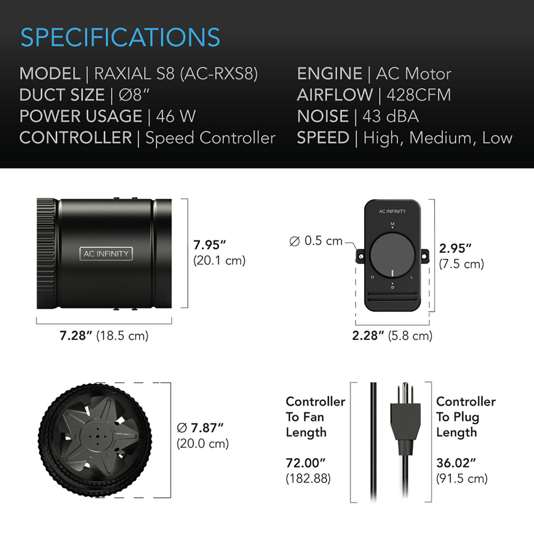 AC Infinity RAXIAL Inline Booster Duct Fans