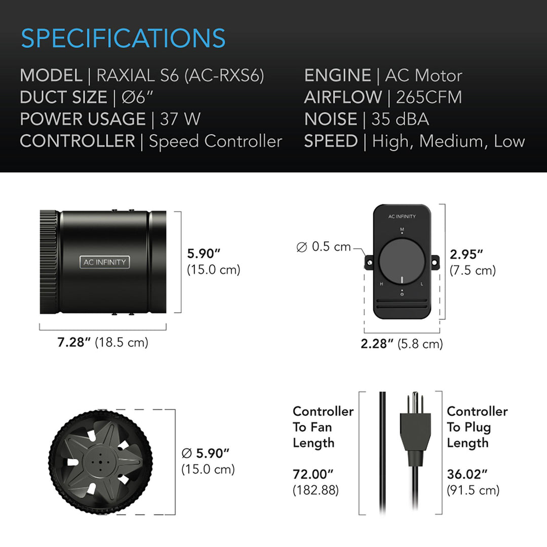 AC Infinity RAXIAL Inline Booster Duct Fans