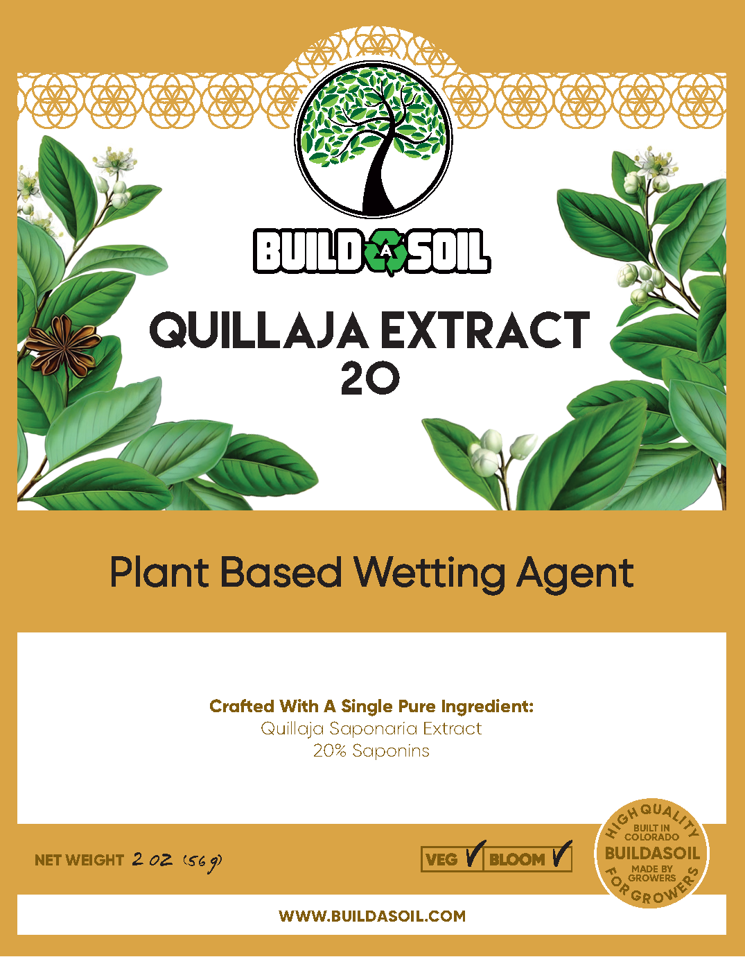 BuildASoil Quillaja Saponaria Extract Powder 20%