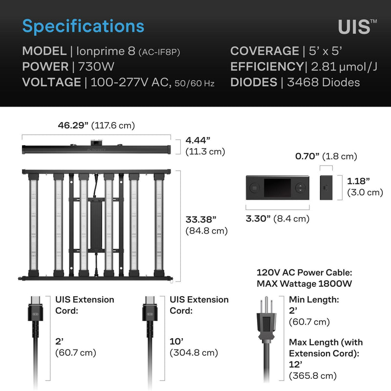 IONPRIME 8 - Adjustable-Angle Full Spectrum LED - 730W