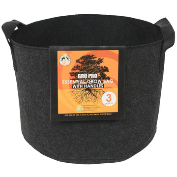 Gro Pro Round Fabric Pots with Handles - Black