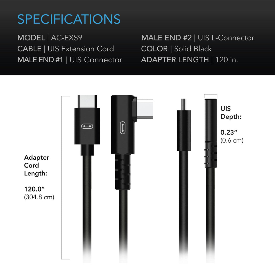 Ac Infinity UIS TO UIS - L- SHAPED MALE TO MALE, 10 FT