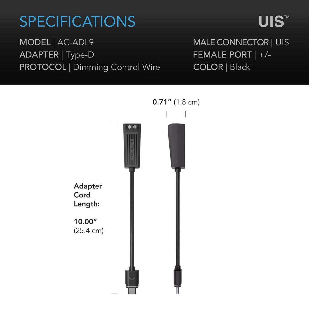 AC Infinity UIS Lighting Adapter Type-D - Dimmer with Control Wire Drivers