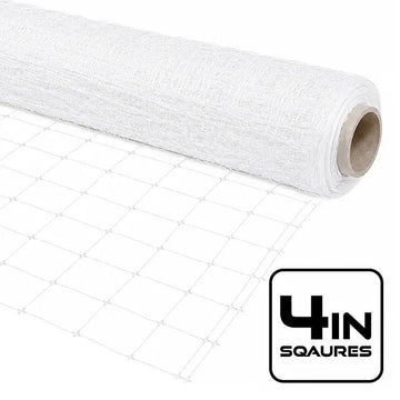 VineLine Durable Plastic Trellis Netting White Roll - 4in Squares
