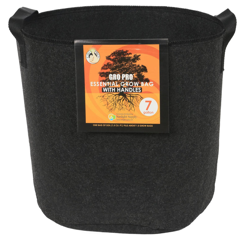 Gro Pro Round Fabric Pots with Handles - Black - 3 Gallon