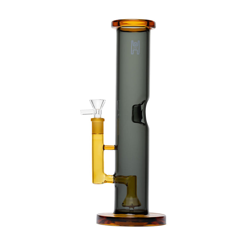 Human Grade Tube Water Pipe - 12" - Smoke / Yellow