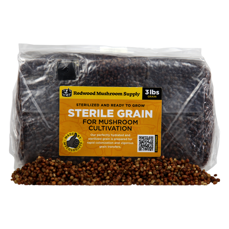 Redwood Mushroom Supply - Sterilized Red Milo Sorghum Bag - 3 lb Bag