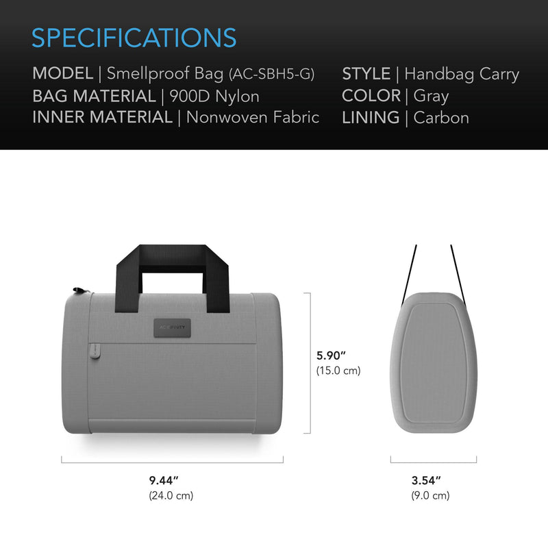 AC Infinity SMELL PROOF HANDBAG - GRAY