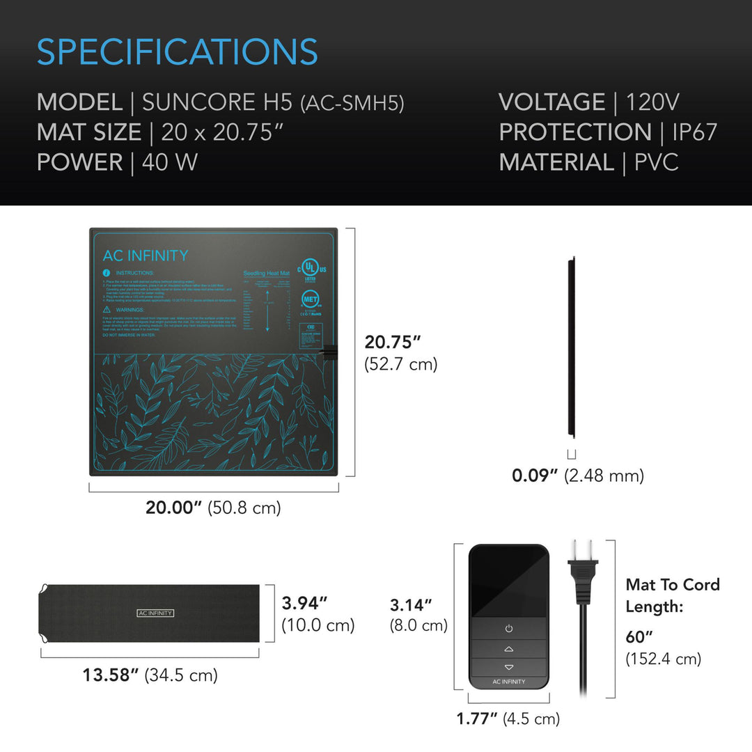 AC Infinity SEEDLING HEAT MATS WITH HEAT CONTROLLER