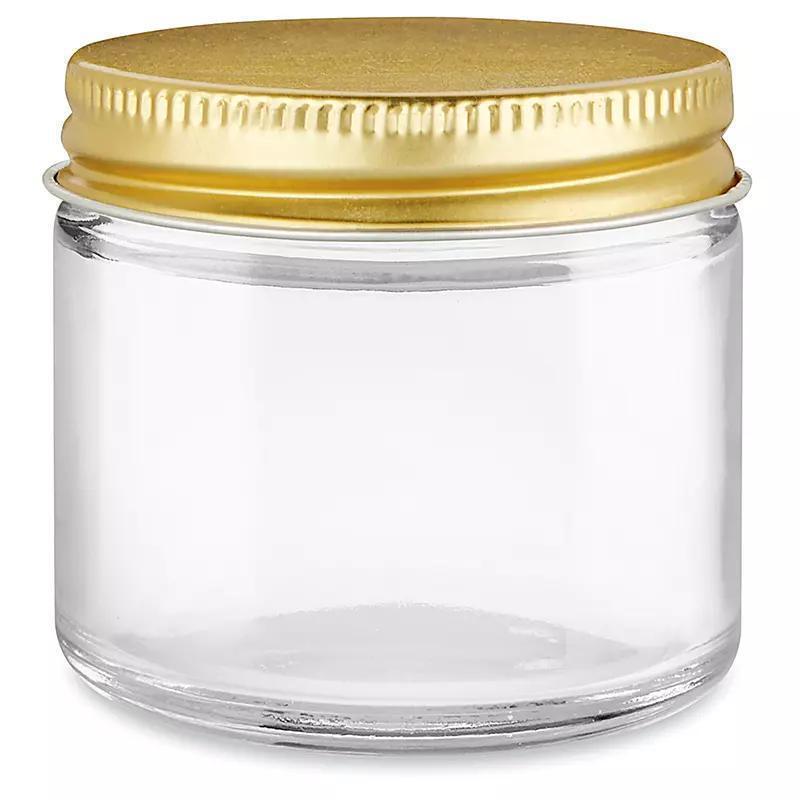 Clear Straight-Sided Glass Jars - 1 oz - White Metal Cap