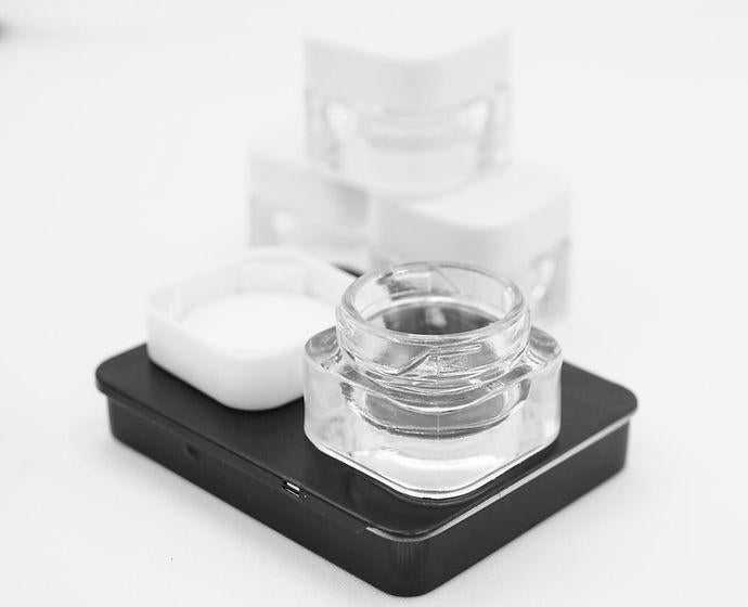 Square Concentrates Glass Jars - White Lid