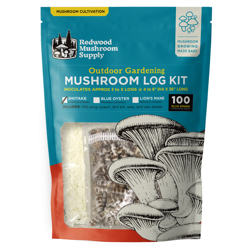Redwood Mushroom Supply - Mushroom Outdoor Log Starter Kit - Shiitake