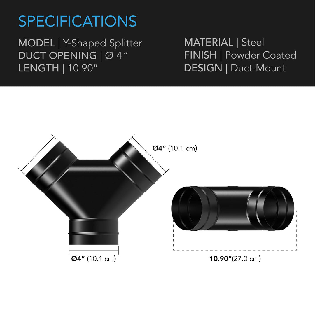 AC Infinity STEEL 3-WAY DUCT SPLITTER