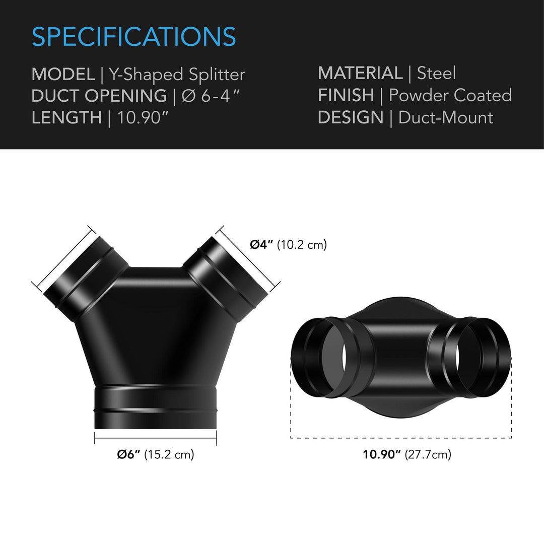 AC Infinity STEEL 3-WAY DUCT SPLITTER