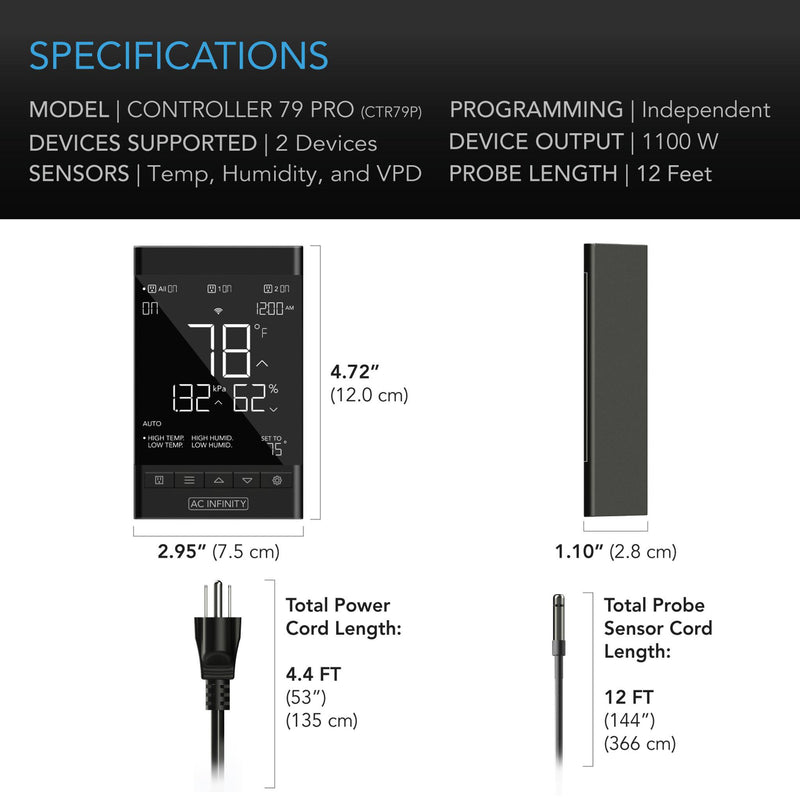 AC Infinity Controller 79 PRO - 2 Device, Bluetooth + WIFI - Default Title