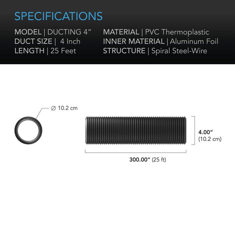 AC Infinity FLEXIBLE FOUR-LAYER DUCTING 25-FT LONG - 4-INCH