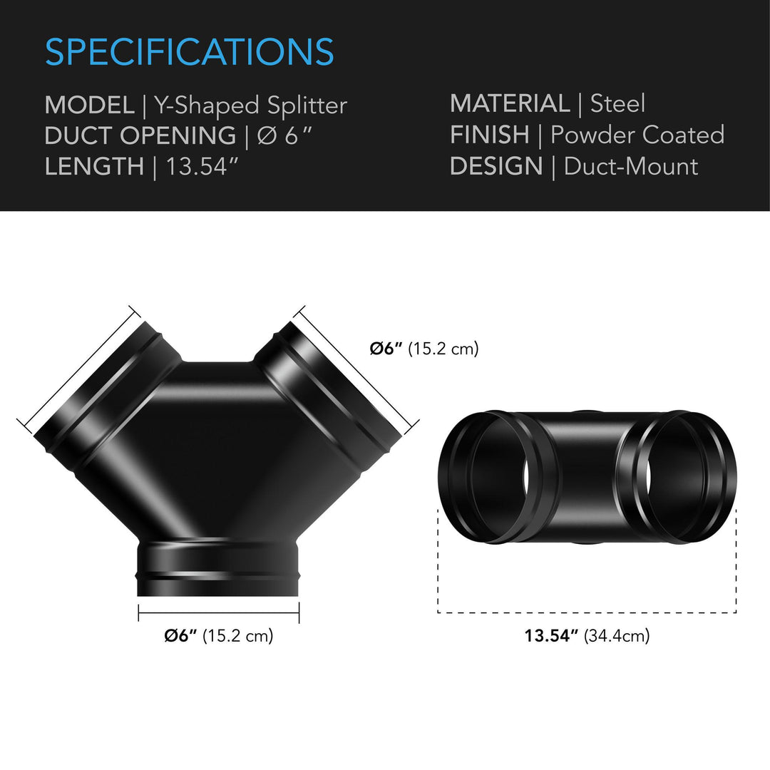 AC Infinity STEEL 3-WAY DUCT SPLITTER