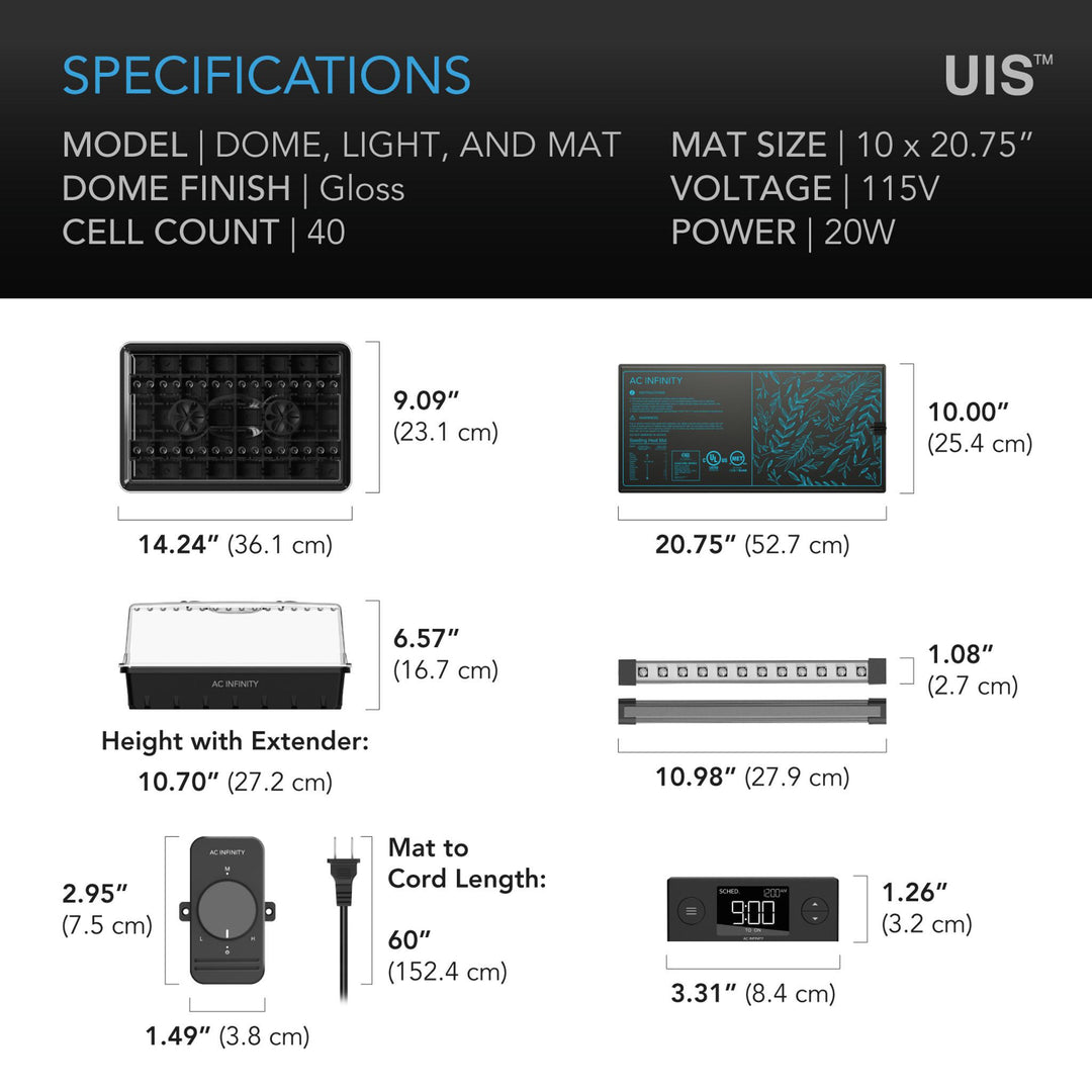 AC Infinity GERMINATION KIT with Grow Lights and Heat Mat - Small