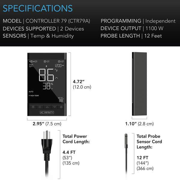 AC Infinity Controller 79 - 2 Device, Bluetooth