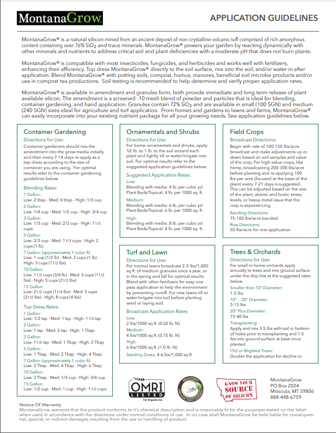 MontanaGrow Silica Amendment