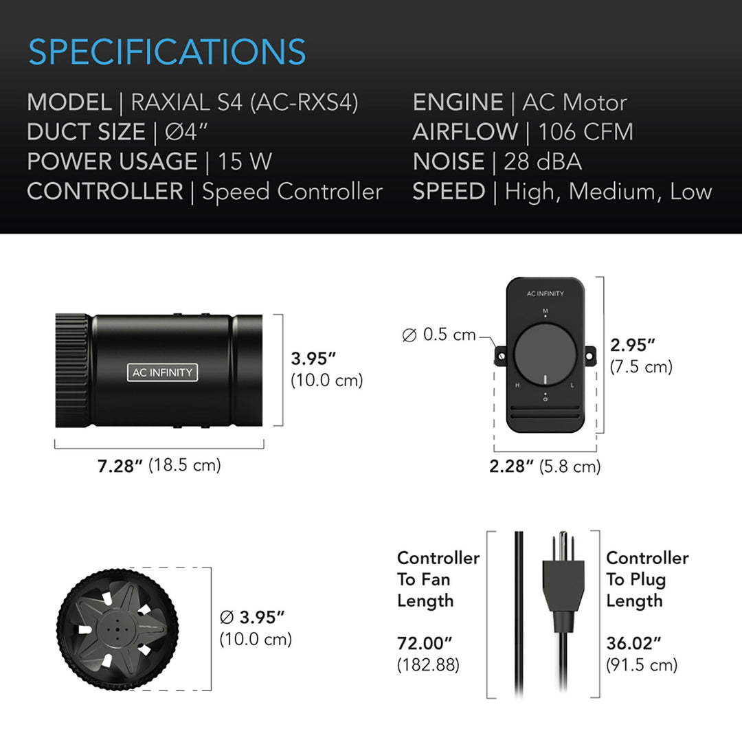 AC Infinity RAXIAL Inline Booster Duct Fans